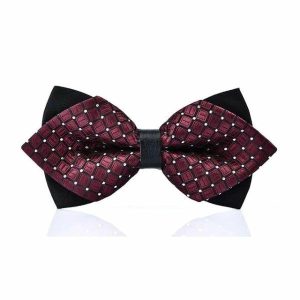 Bow ties | Mens Wine Red Dotted Pre-Tied Diamond Bow Tie Accessories Bow ties