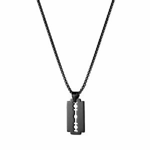 Pendants | Mens Black Razor Blade Pendant Necklace Accessories Mens