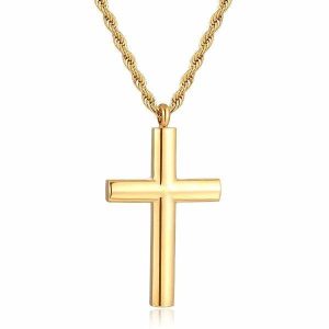 Pendants | Mens Rounded Gold Cross Pendant Necklace Accessories Mens