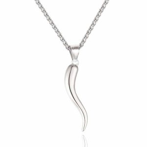 Pendants | Mens Silver Italian Horn Pendant Necklace Accessories Mens