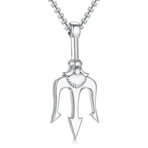 Pendants | Mens Silver Poseidon Trident Pendant Necklace Accessories Mens