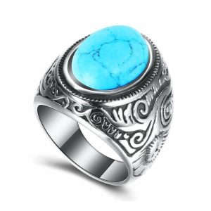 Dress Rings | Mens Turquoise Stone Ring Dress Rings Dress Rings