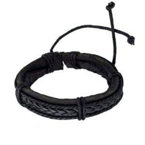 Leather Bracelets | Mens Black Thick Leather Bracelet Bracelets Leather Bracelets