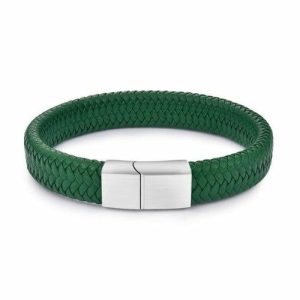 Leather Bracelets | Mens Green Braided Leather Bracelet Bracelets Leather Bracelets