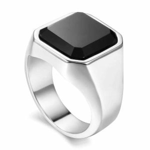 Signet Rings | Mens Silver Square Signet Ring Dress Rings Dress Rings